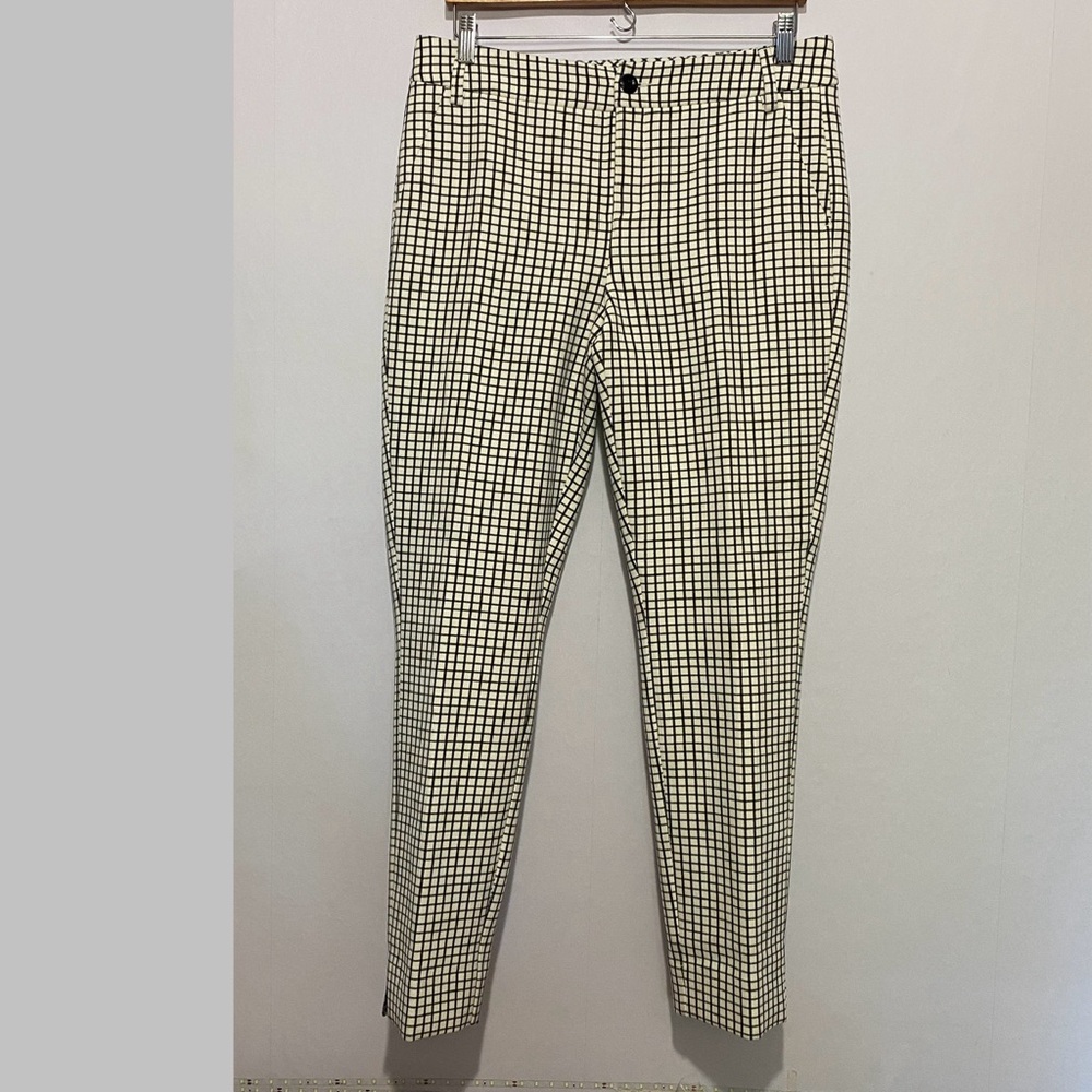 Cabi 3203 Windowpane Trouser Pants Women’s Size 10 Black‎ White Check Slim Fit